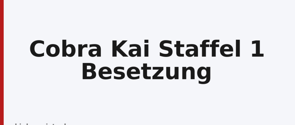 Cobra Kai Staffel 1 Besetzung