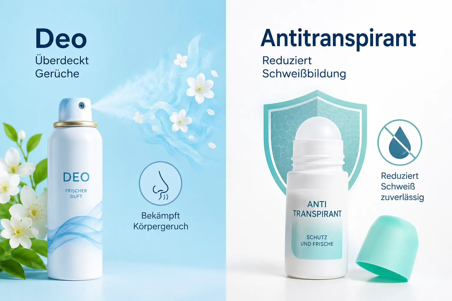 Was ist der Unterschied zwischen Antitranspirant und Deo?