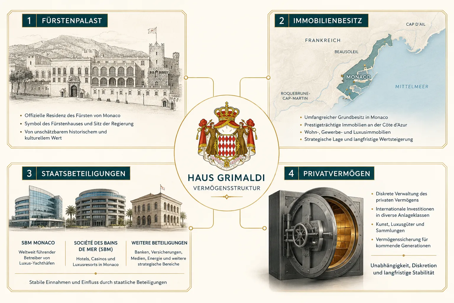 Was besitzt die Familie Grimaldi in Monaco?